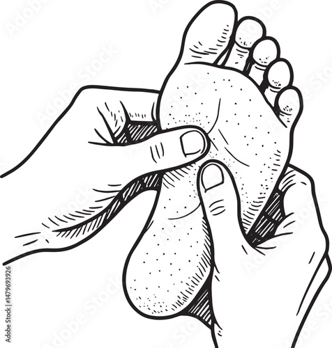 Hands performing foot reflexolofy points