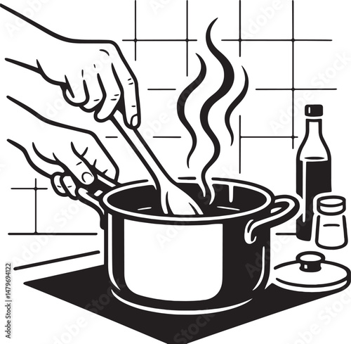  Hands stirring food in a pot