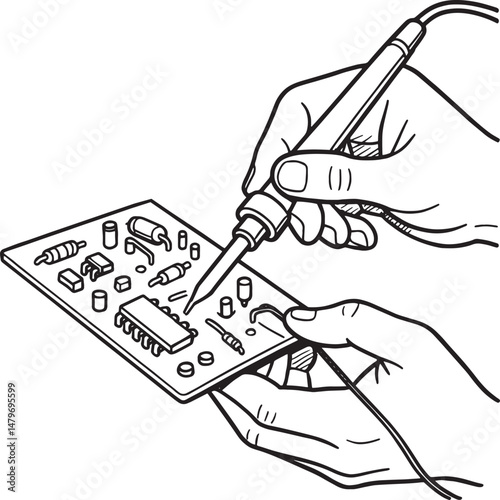 Soldering electronic components linear vector