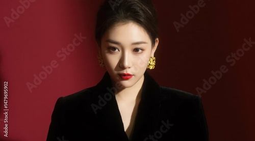 Glamorous portrait of a confident woman in red