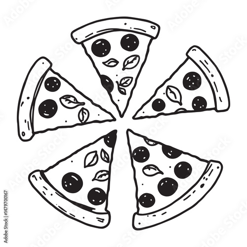 Minimalist Vector Art of Authentic Pizza Margherita Design