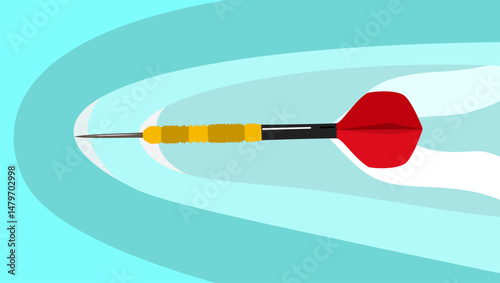 dart flight, flat color illustration