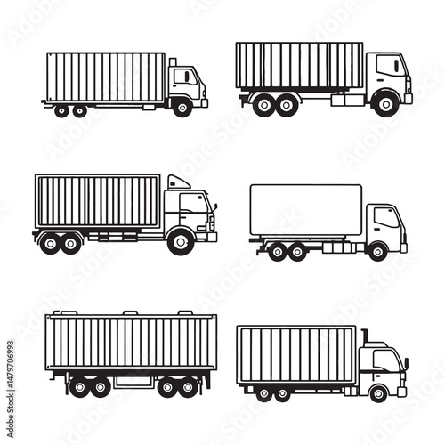 minimalist vector of container truck in smooth lines