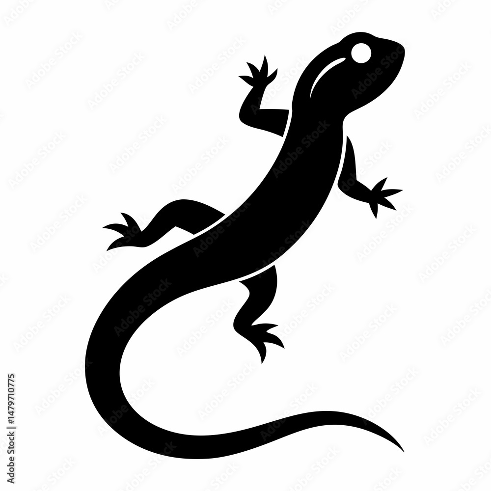 Fototapeta premium Silhouette Vector of a Reptile Gecko for Wildlife, Nature, and Pet Symbols in Black