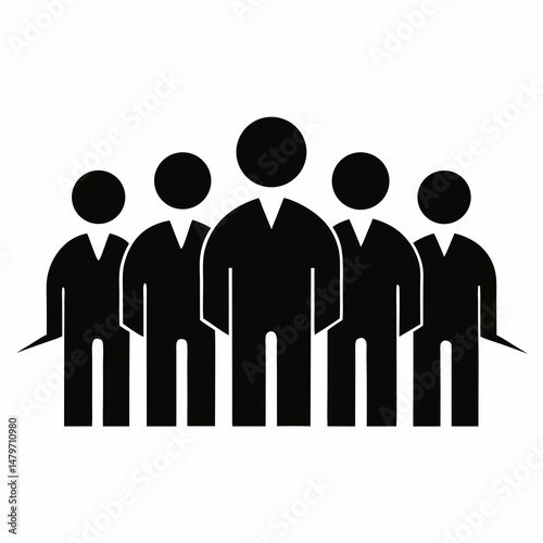 Group of Business People Standing Silhouette Vector Illustration for Team, Corporate, and Leadership Icons.

