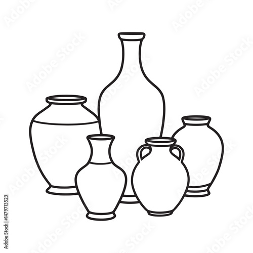 Minimalistic Line Art of a Simple Clay Vase Design