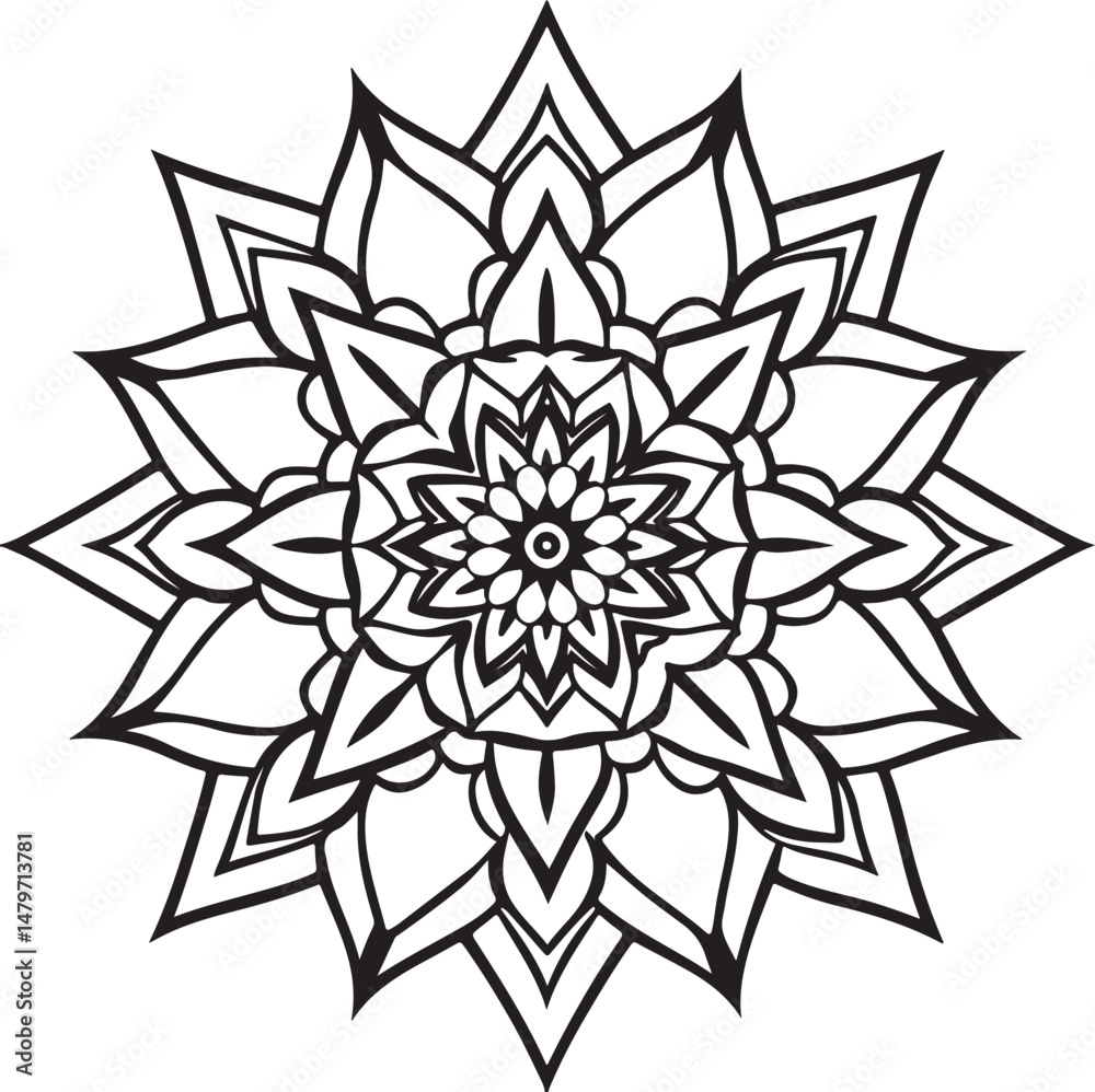 Obraz premium line art vector mandala icon set 