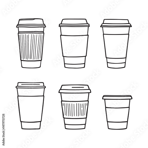 Minimalistic Line Art of Modern Coffee To Go Cup