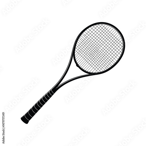 Black Tennis Racket Graphic Minimalist Design