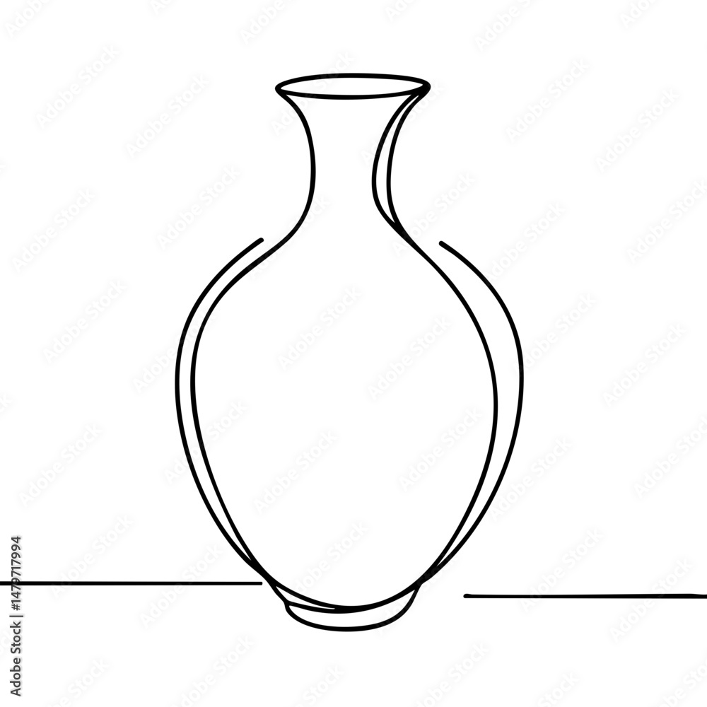 Outline of a simple vase in minimalist style on a white background  