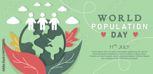 Paper style background for world population day with map design