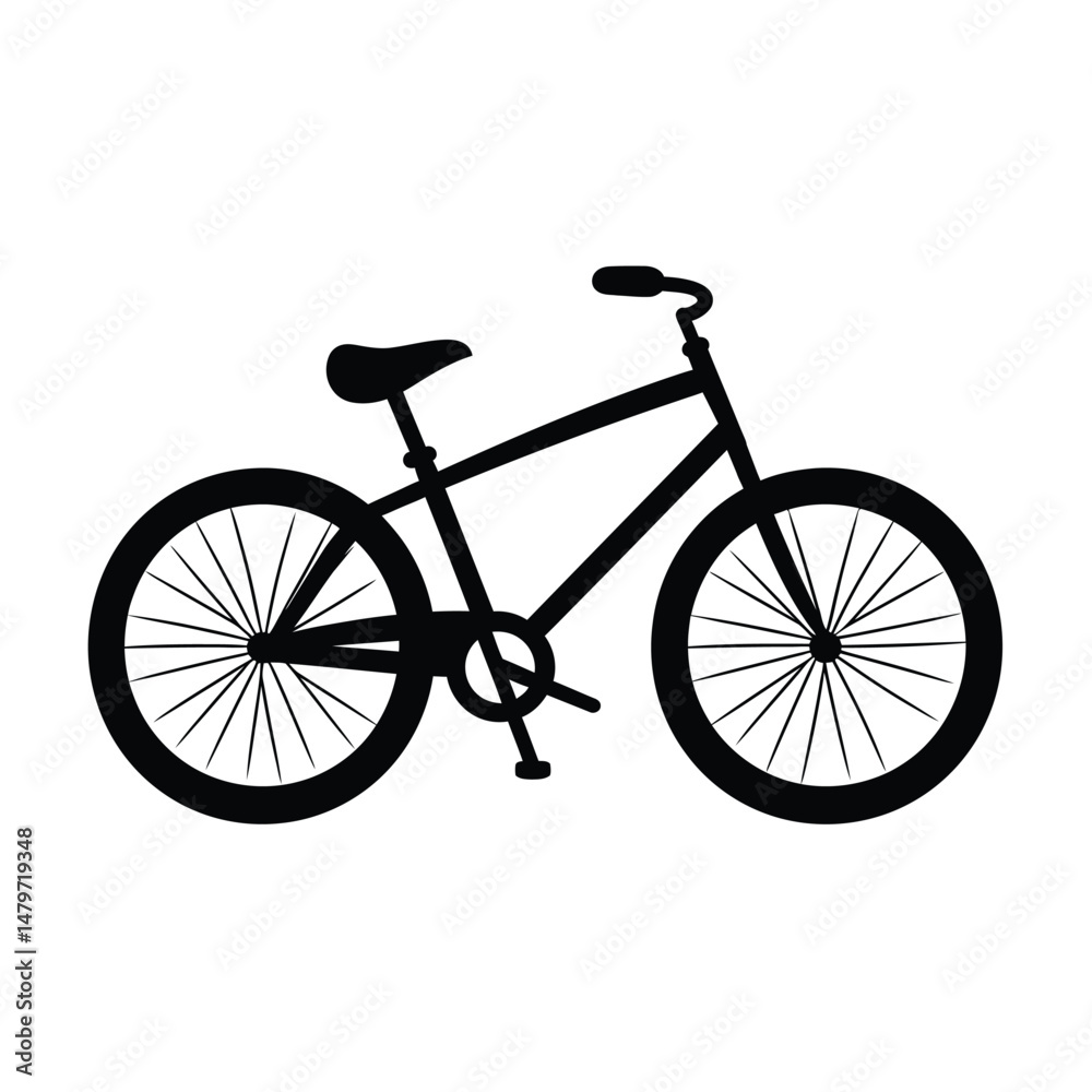 Fototapeta premium Black Bike Outline Graphic White Background