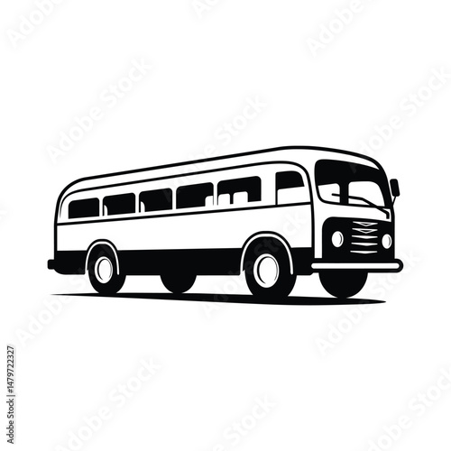 Bus Silhouette Vector Black and White