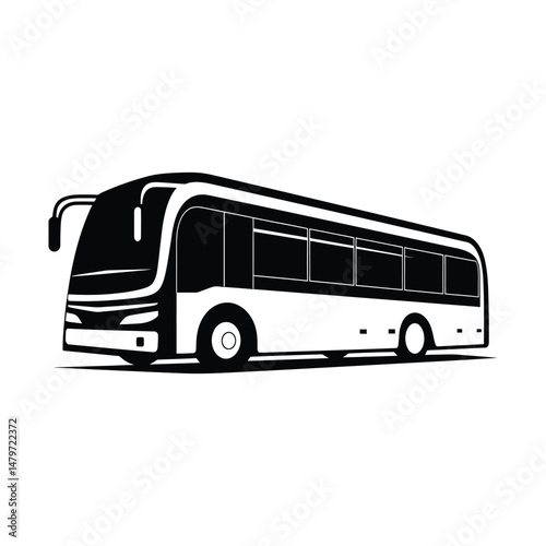 Bus Silhouette Vector Black and White