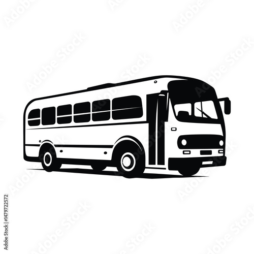 Bus Silhouette Vector Black and White