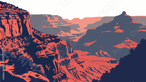 Vector stunning like Grand Canyon, showcasing its majestic cliffs and layered rock formations vibrant colors