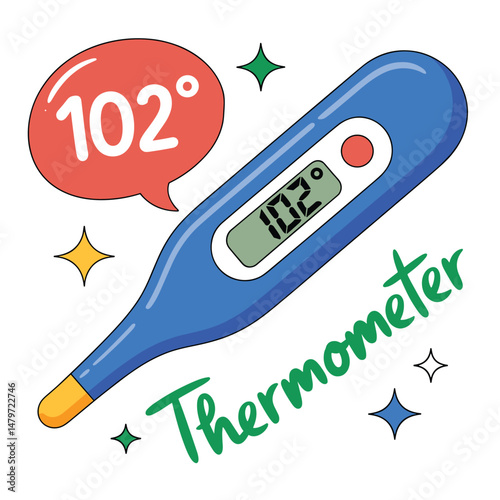 Thermometer showing high fever reading