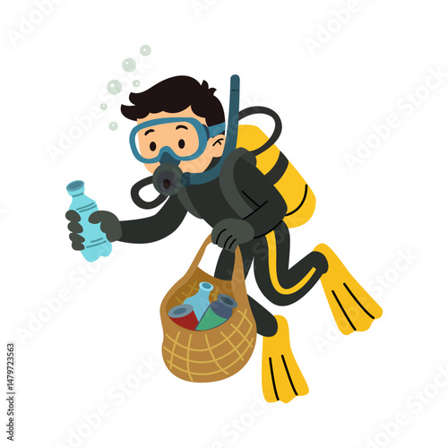 plastic pollution in ocean concept. microplastic impact