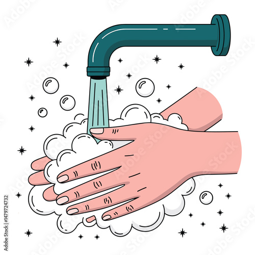 Washing hands with soap and water to prevent the spread of disease