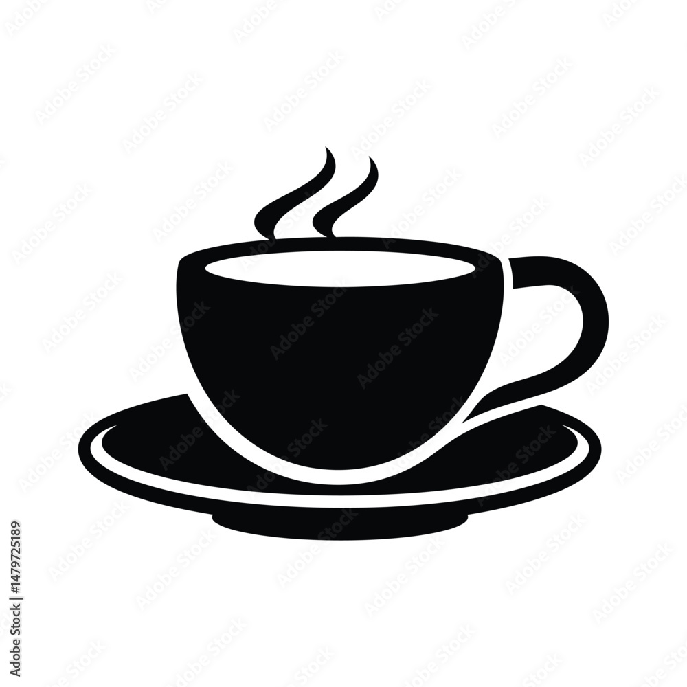 Obraz premium Simple Black Coffee Cup Outline Vector