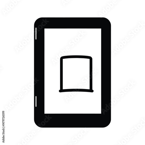 E-reader Silhouette Clipart on White Background