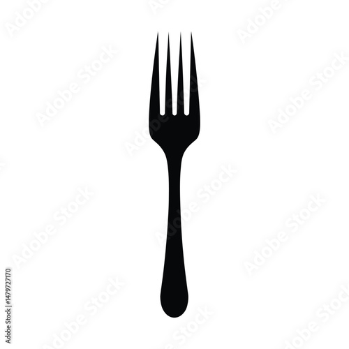 Fork Silhouette Clipart on White Background