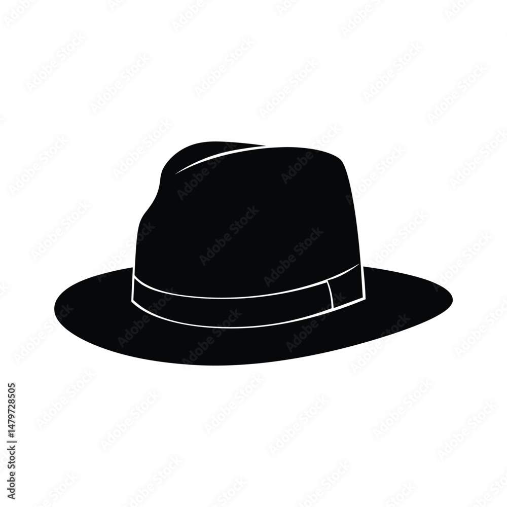 Hat Silhouette Clipart on White Background Hat Silhouette Clipart on White Background