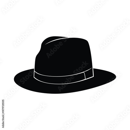 Hat Silhouette Clipart on White Background