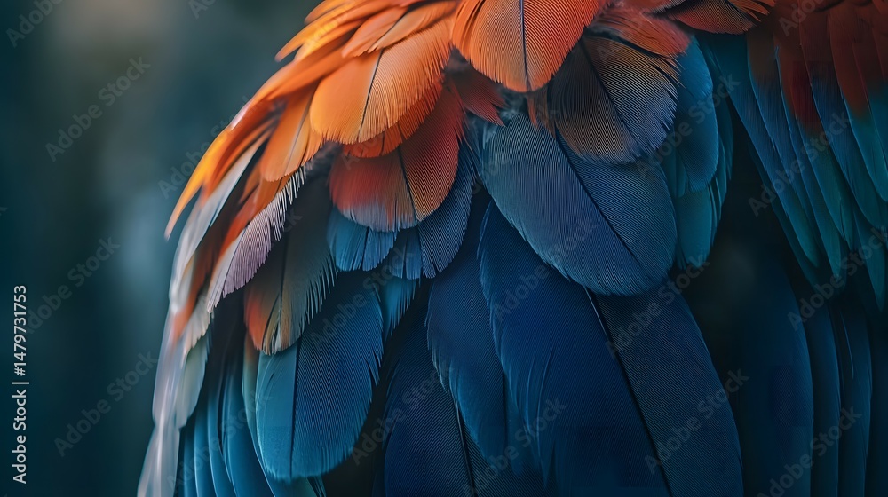 Obraz premium Colorful feathers on macaw's tail with vibrant patterns