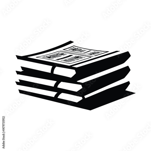Newspaper Silhouette Clipart on White Background