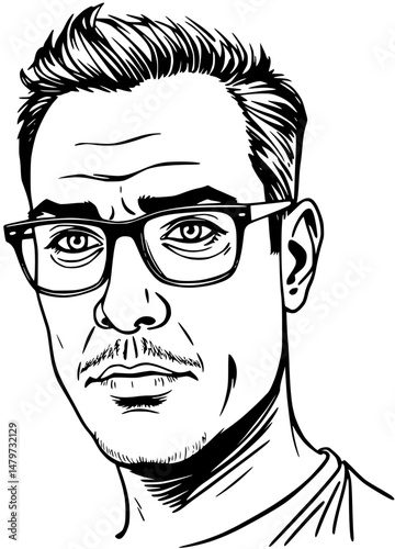Portrait of a Man with Glasses and Short Hair