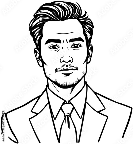 Illustration of a Handsome Man Wearing a Suit and Tie