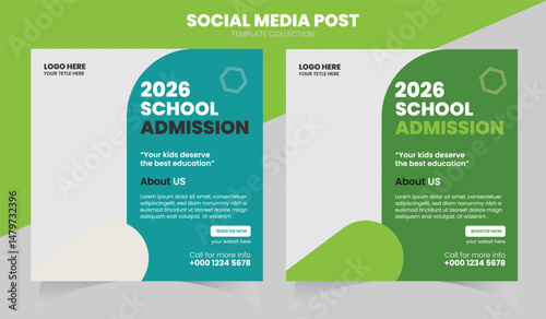 School admission social media post and Instagram post template