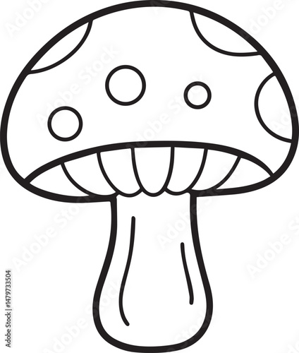 Mushroom outline vector illustration line art	