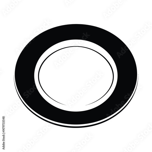 Plate Silhouette Clipart on White Background