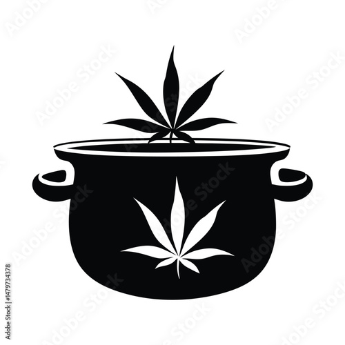 Pot Silhouette Clipart on White Background