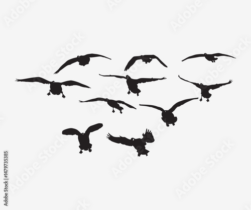 colletion of flying geese silhouette vector illustration art