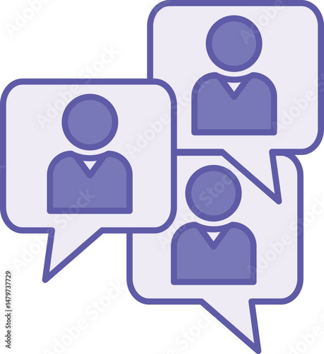 Colored Group Talk Icon. Vector Illustration. People Chatting. Speaking Concept