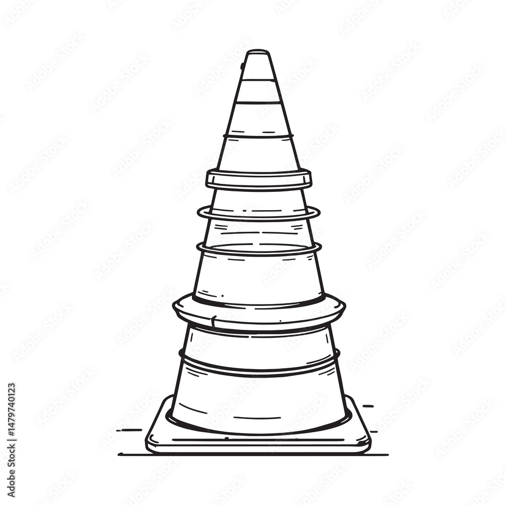 outline vector illustration of traffic cone for warning signs outline vector illustration of traffic cone for warning signs