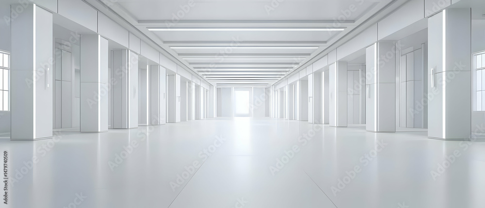 Obraz premium Empty White Modern Corridor