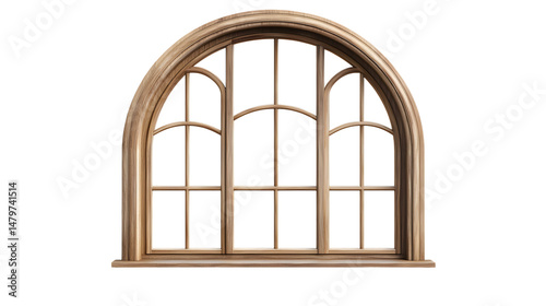 Elegant Window Frame with Arch on White Background for Interior Design Projects