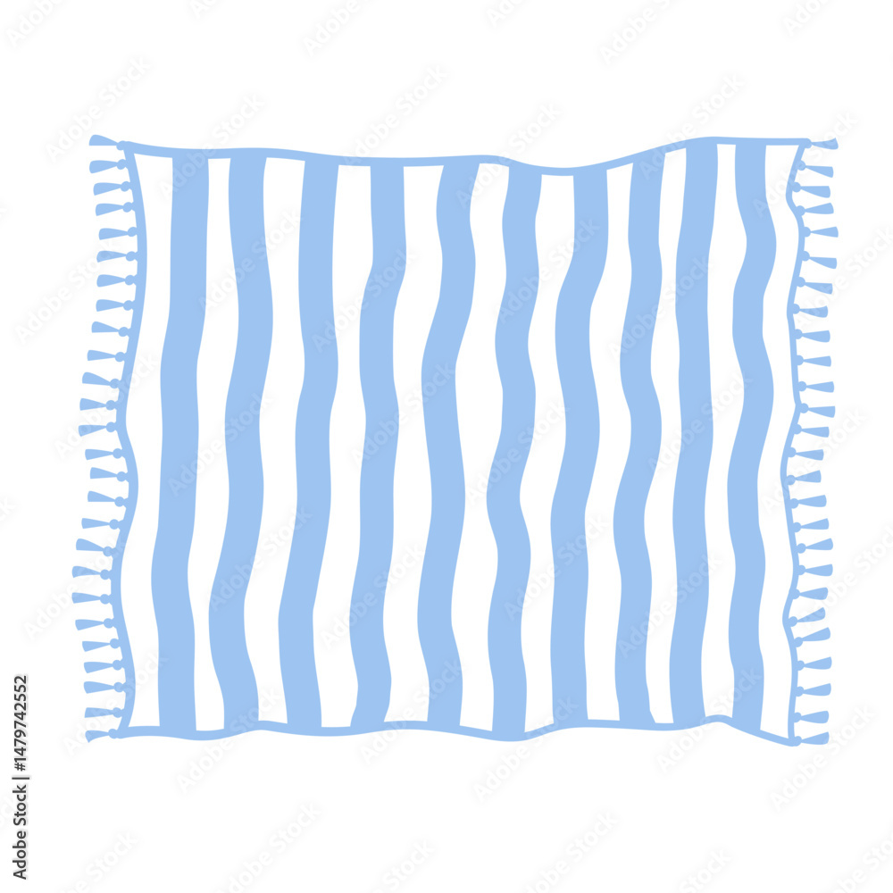 custom made wallpaper toronto digitalRolled out striped plaid with tassel isolated illustration. Picnic blanket, vector design element.