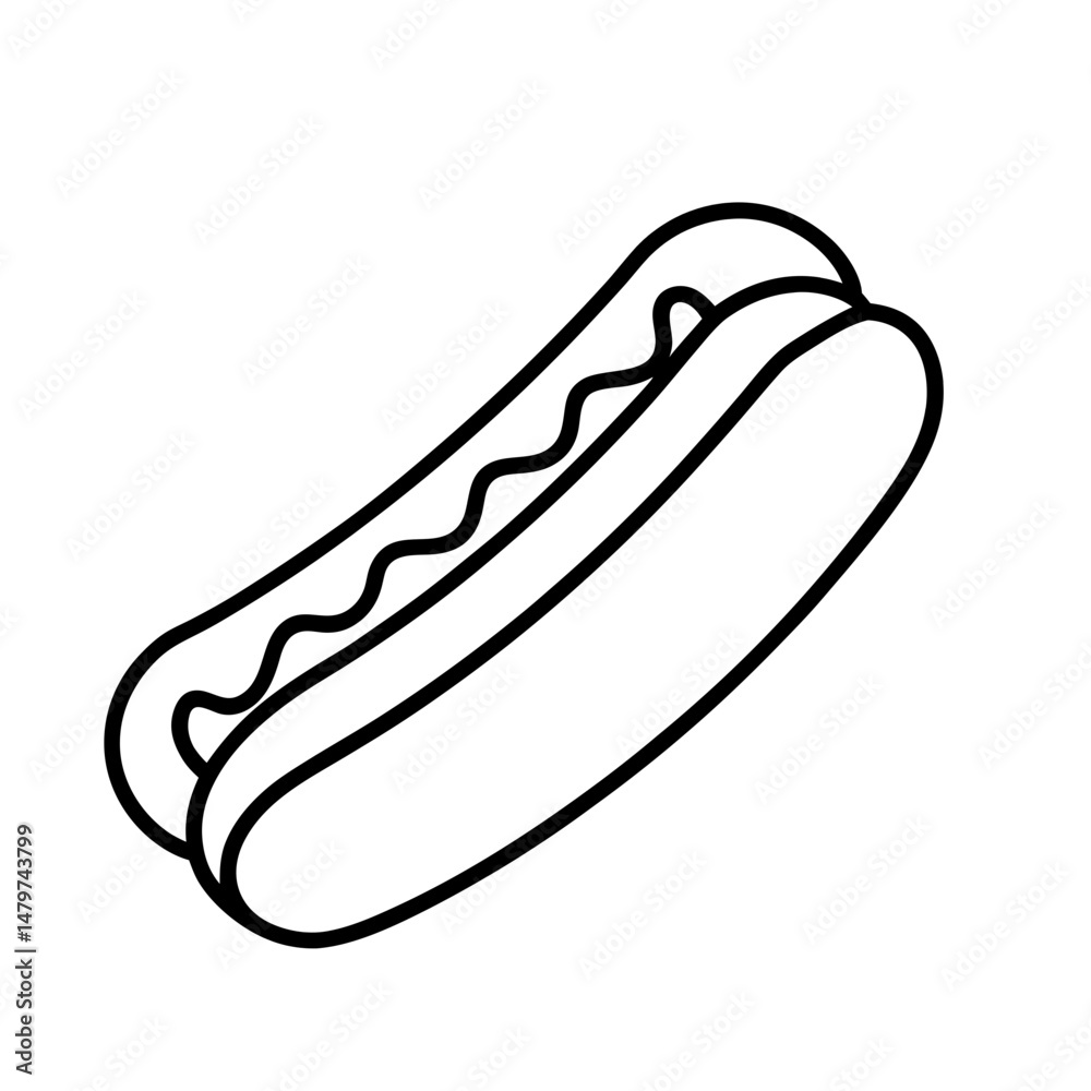 Hot dog Outline Illustration