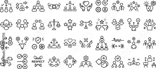 Set of 40 outline icons related to Values