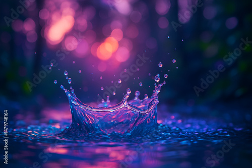 Vibrant Water Splash at Sunset – Nature’s Dynamic Moment in Golden Light