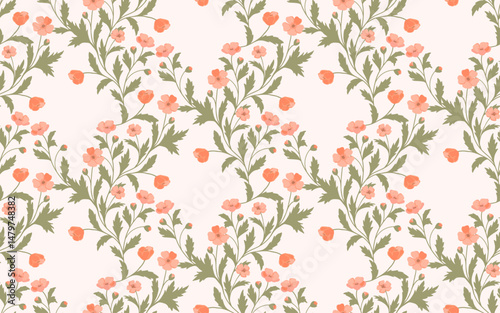 Vintage floral seamless pattern with delicate wildflowers