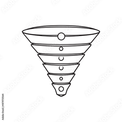 Sales funnel line art vector illustration for marketing