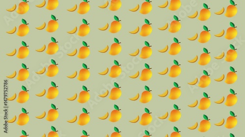 Mango Pattern Animation on Blue Screen – Tropical Fruit Seamless Motion Design