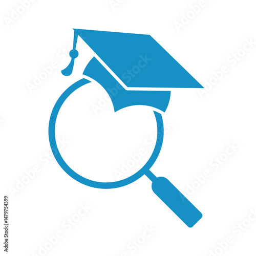 Search, find education. Get new knowledge. Vector illustration icon isolated on white background.