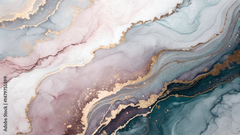 Fototapeta premium Marble ink abstract art from exquisite original painting for abstract background . Painting was painted on high quality paper texture to create smooth marble background pattern of kintsuki ink art .